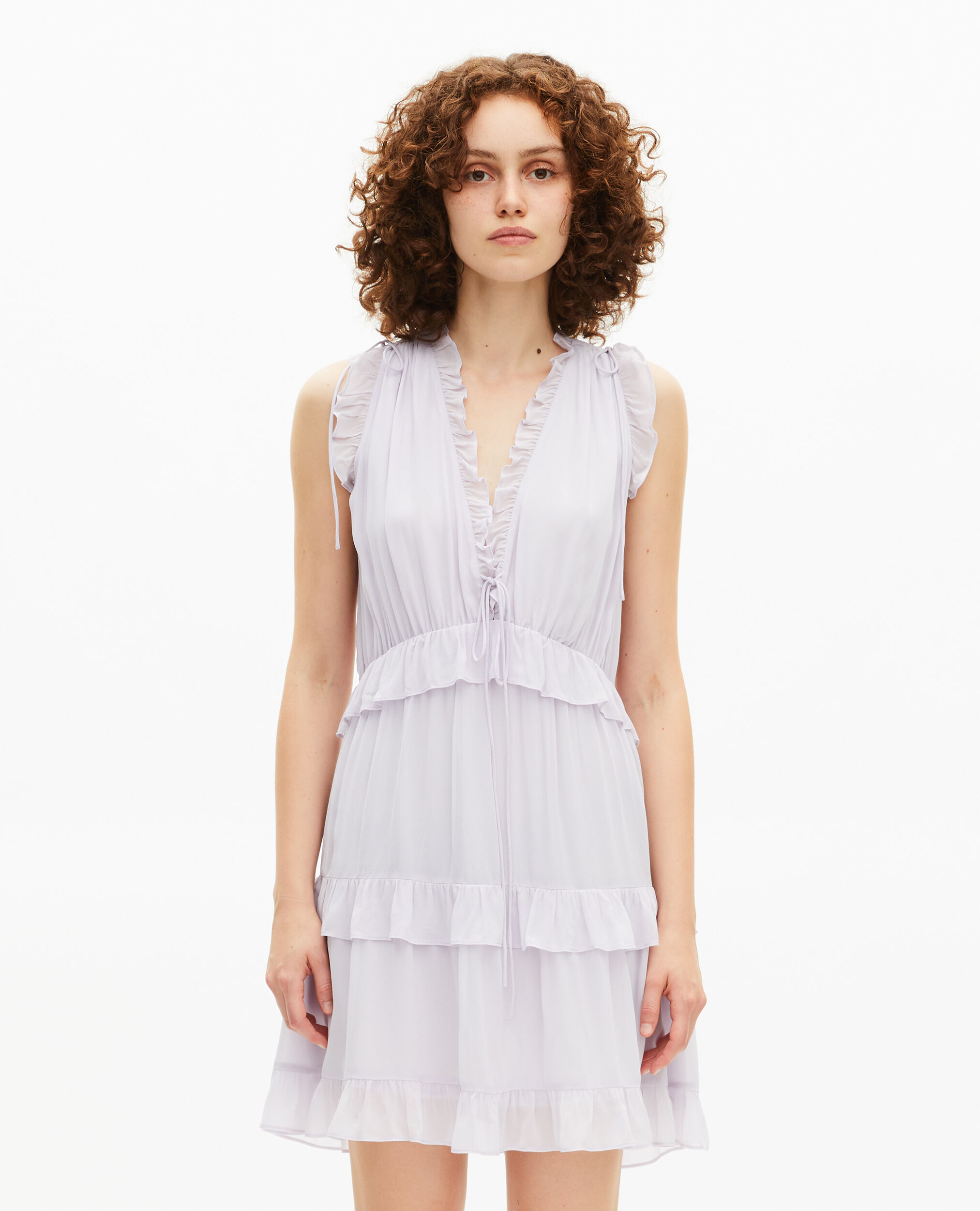 Short dress with lilac ruffles, LIGHT PURPLE, hi-res image number null