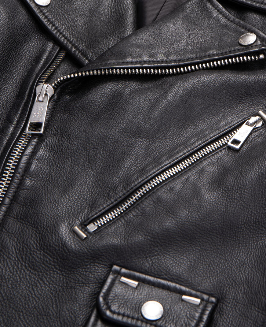 The Kooples HERREN BLACK schwarze bikerjacke aus leder