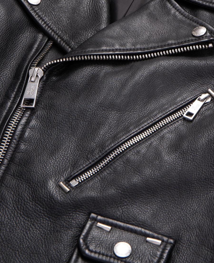The Kooples MEN BLACK black leather biker jacket