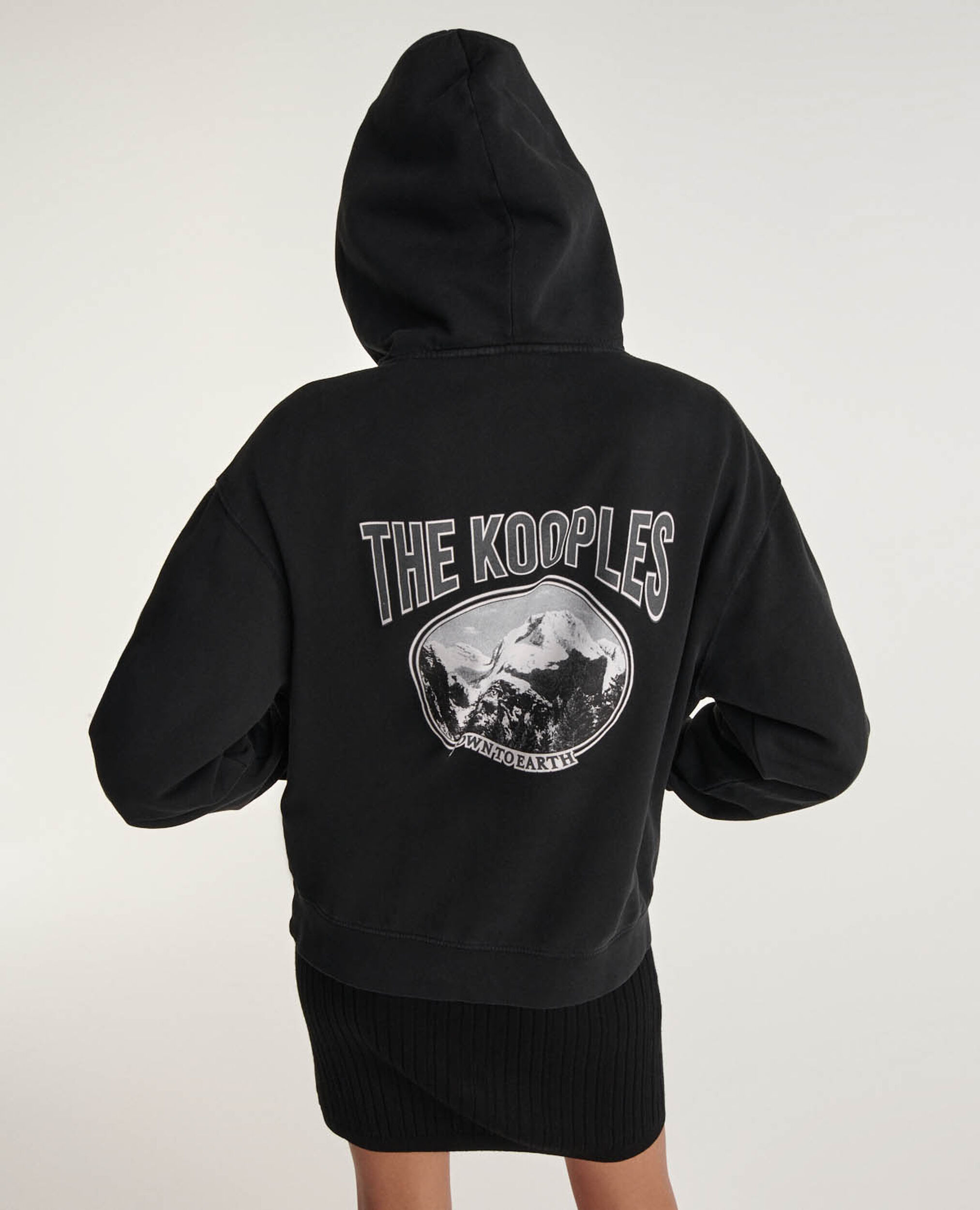 Printed faded black sweatshirt with hood, BLACK WASHED, hi-res image number null