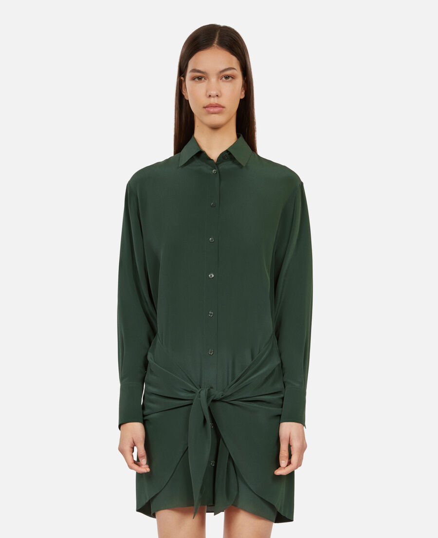 kurzes, grünes hemdkleid mit schleife