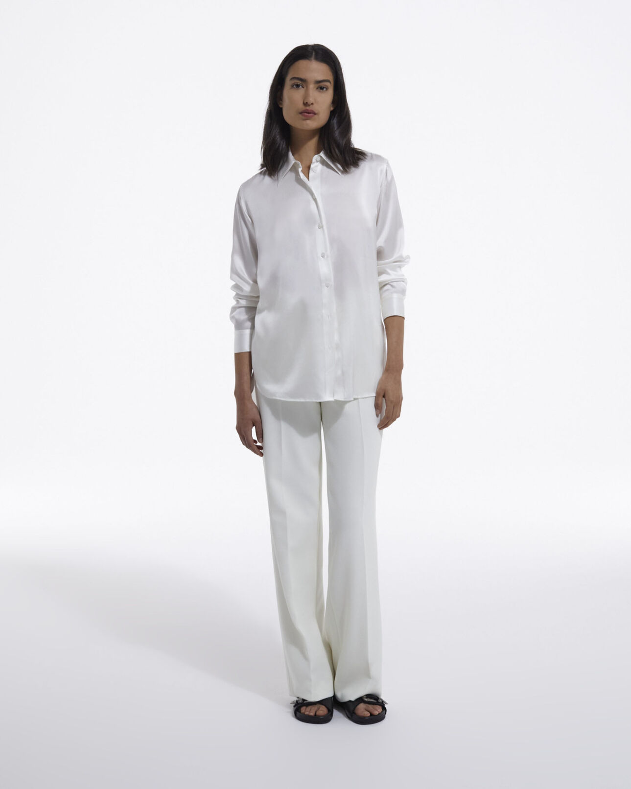 The Kooples WOMEN WHITE loose white shirt with large cuffs