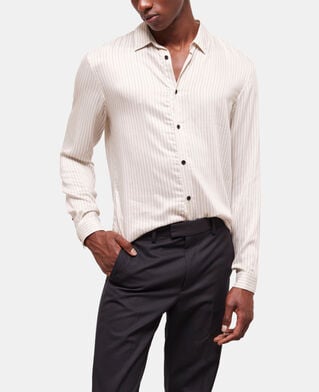 The Kooples H OFF WHITE slim-fit ecru striped shirt with classic collar