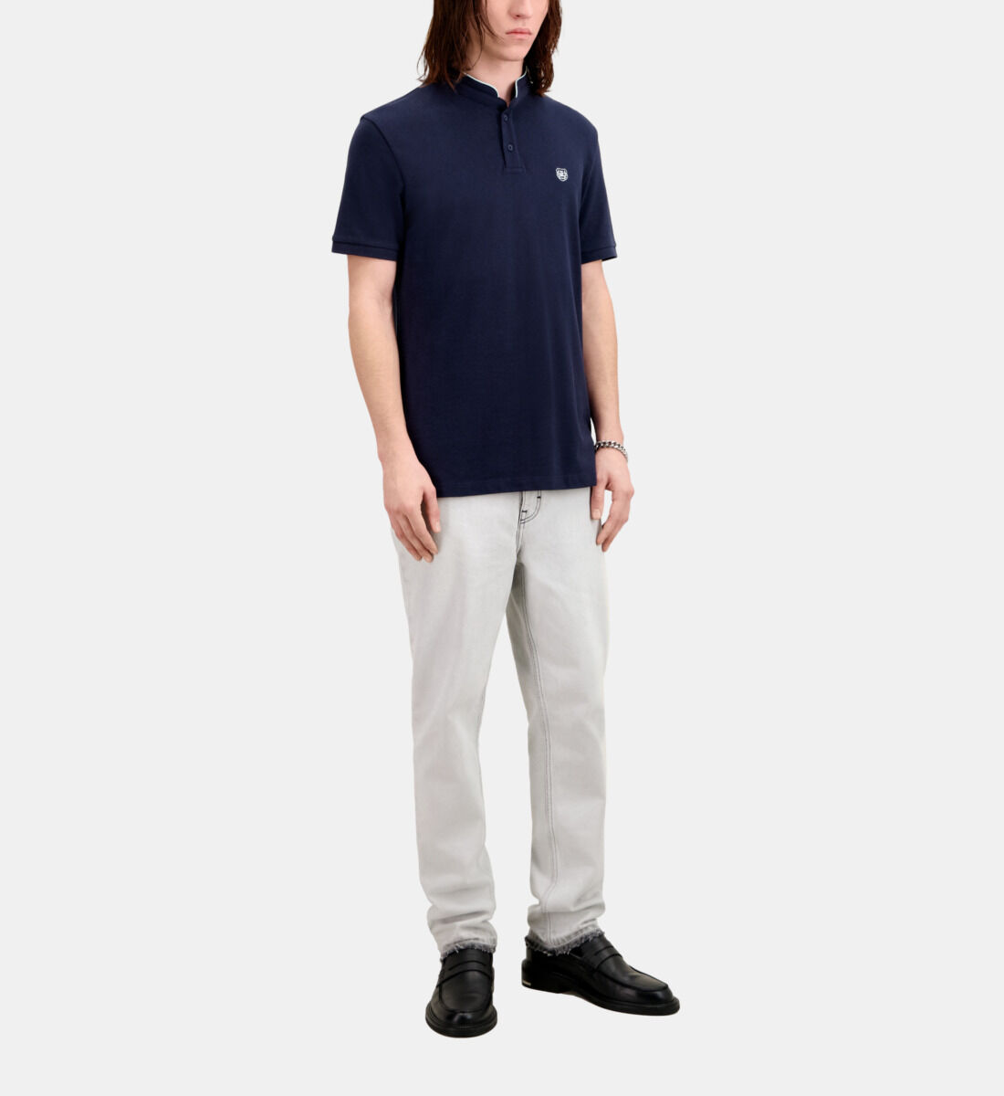Navy blue cotton polo t shirt