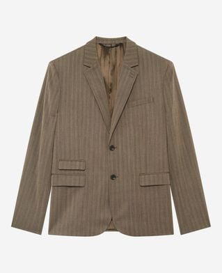 The Kooples MEN LIGHT BROWN brown pinstripe suit jacket