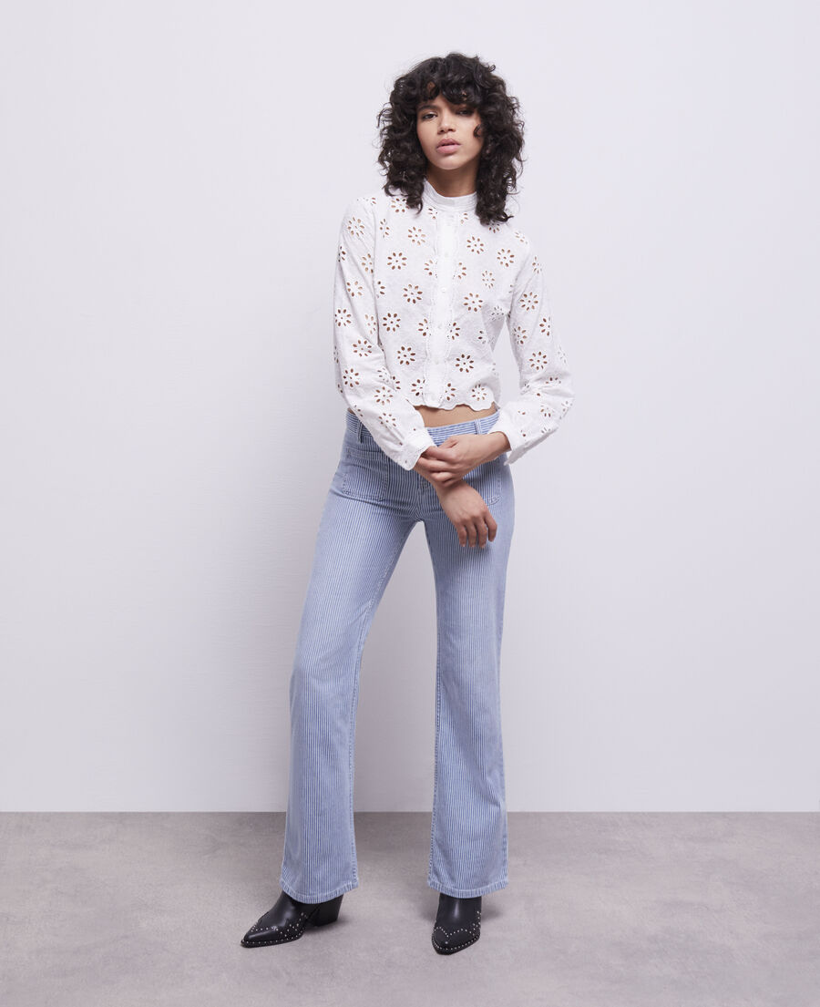 camisa corta blanca bordado inglés