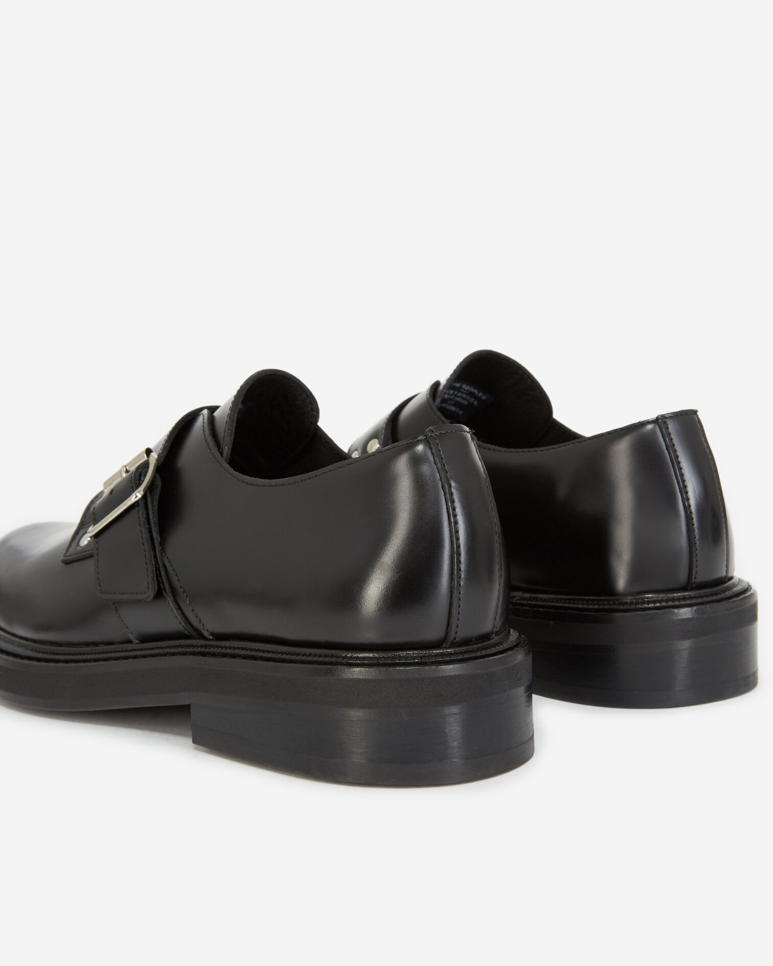 Black shoes in leather with silver buckle, BLACK, hi-res image number null
