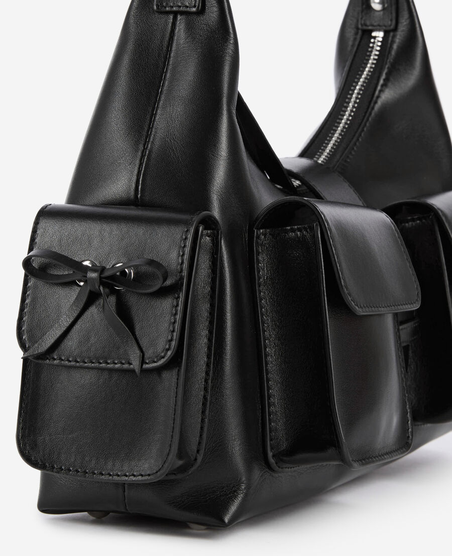 The Kooples WOMEN BLACK black smooth leather amelia bag