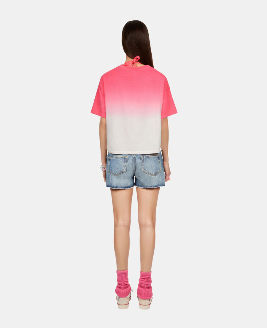 The Kooples F RETRO PINK gradient pink t-shirt with venice serigraphy