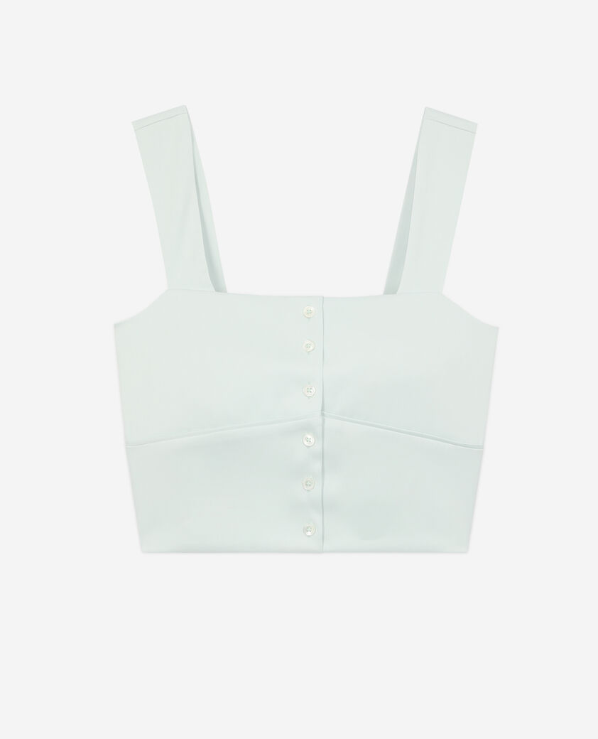 The Kooples FEMME GREEN WATER top court vert clair avec boutonnage