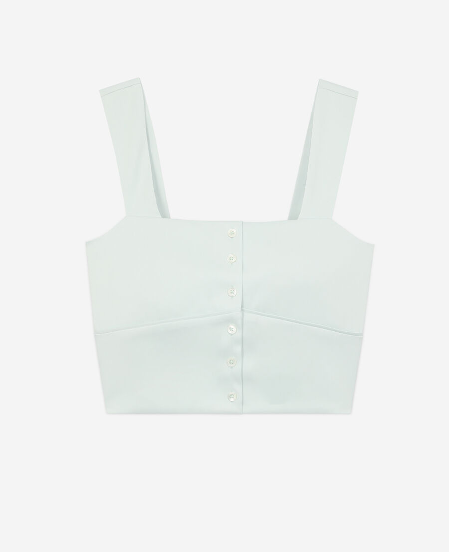 The Kooples FEMME GREEN WATER top court vert clair avec boutonnage