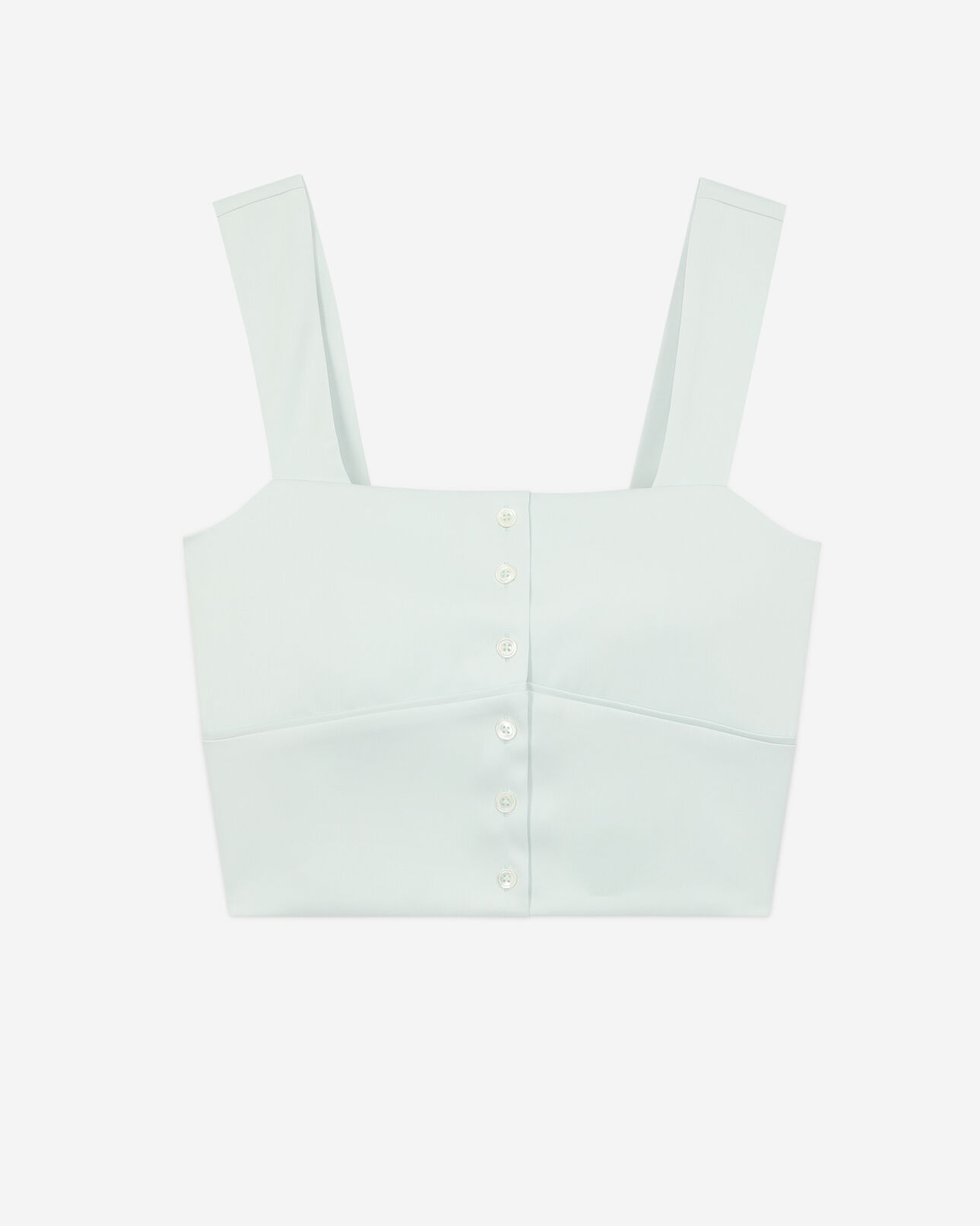 The Kooples WOMEN GREEN WATER short light green satin top with buttoning