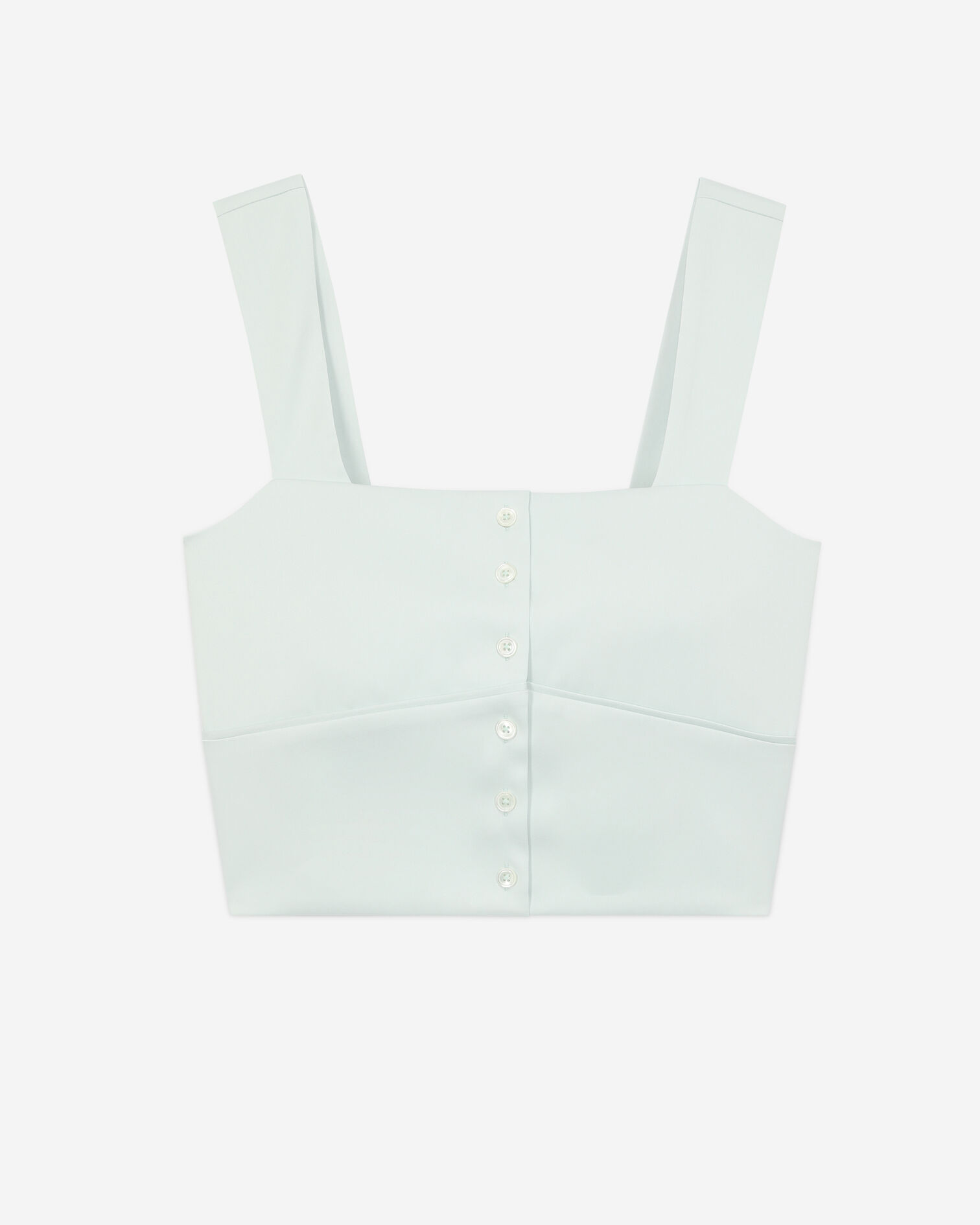 Short light green satin top with buttoning, GREEN WATER, hi-res image number null