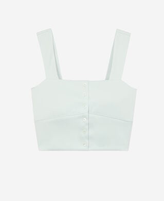 The Kooples FEMME GREEN WATER top court vert clair avec boutonnage
