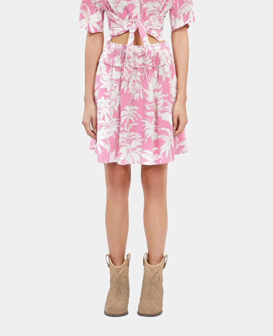 The Kooples F PINK-WHITE short printed skirt with smocks