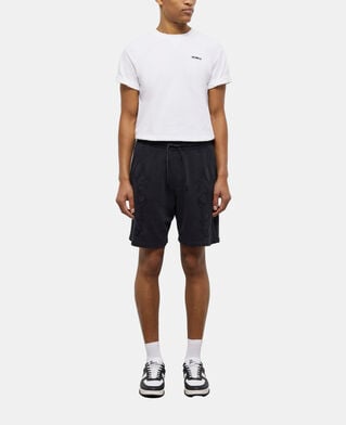 The Kooples H BLACK WASHED black fleece shorts with western-style embroidery