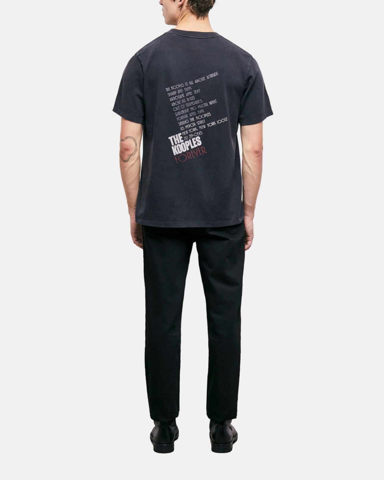 The Kooples HOMME BLACK WASHED t-shirt homme sérigraphié tigre