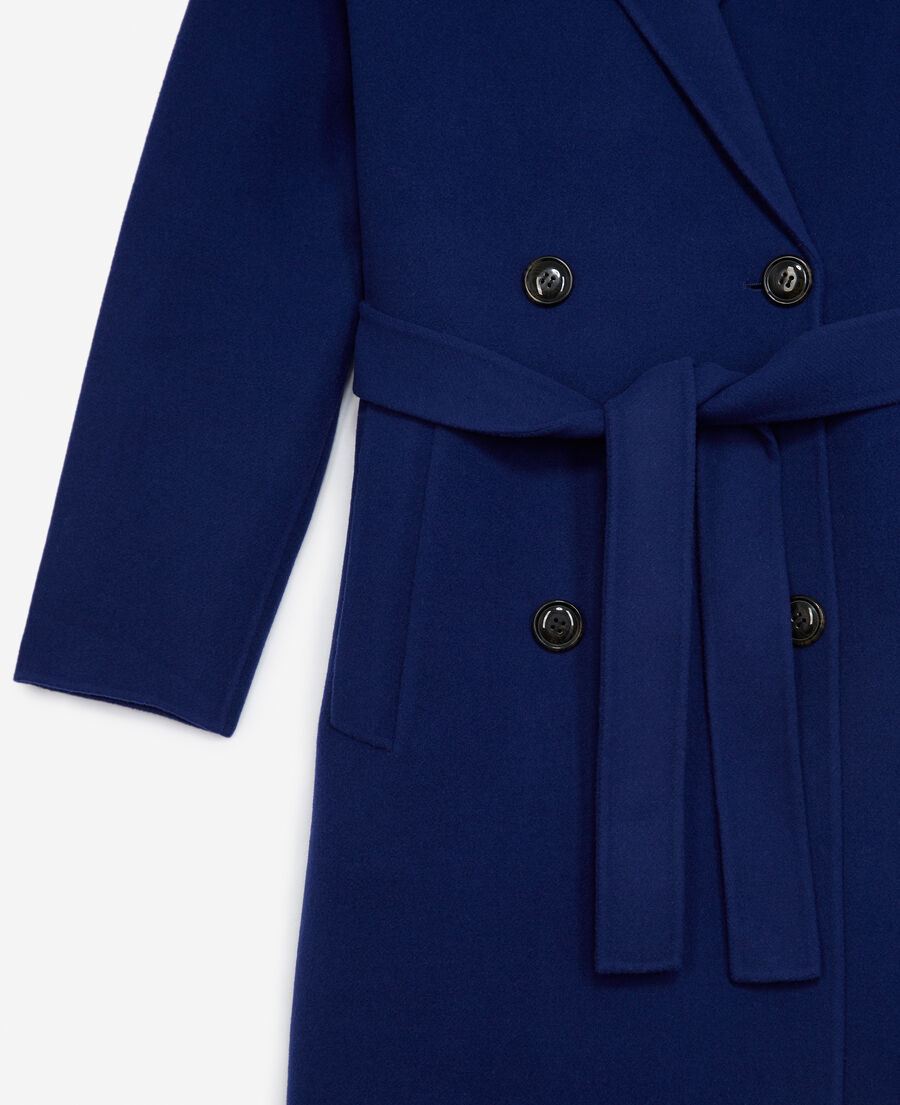oversized double-faced blue wool coat