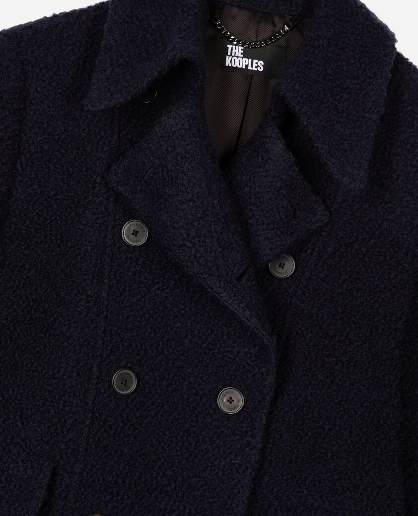 The Kooples WOMEN NAVY navy bouclette wool coat