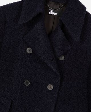 The Kooples FEMME NAVY manteau en laine bouclette marine