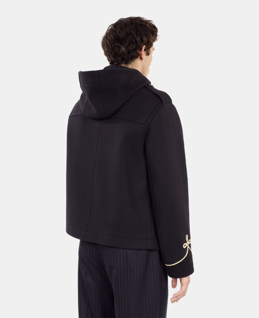 The Kooples HOMME DARK NAVY caban court à capuche bleu marine
