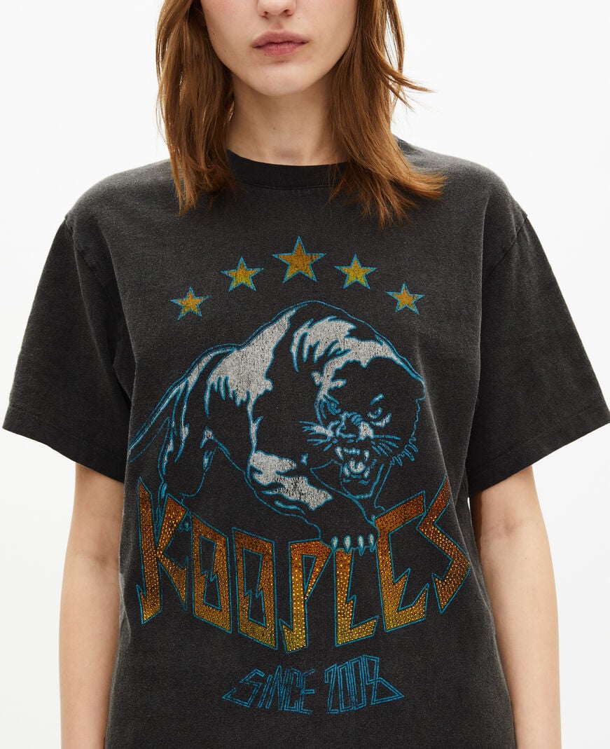 The Kooples FEMME BLACK WASHED t-shirt avec sérigraphie noir délavé