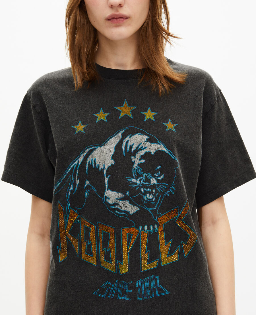 The Kooples WOMEN BLACK WASHED t-shirt with faded black screen print