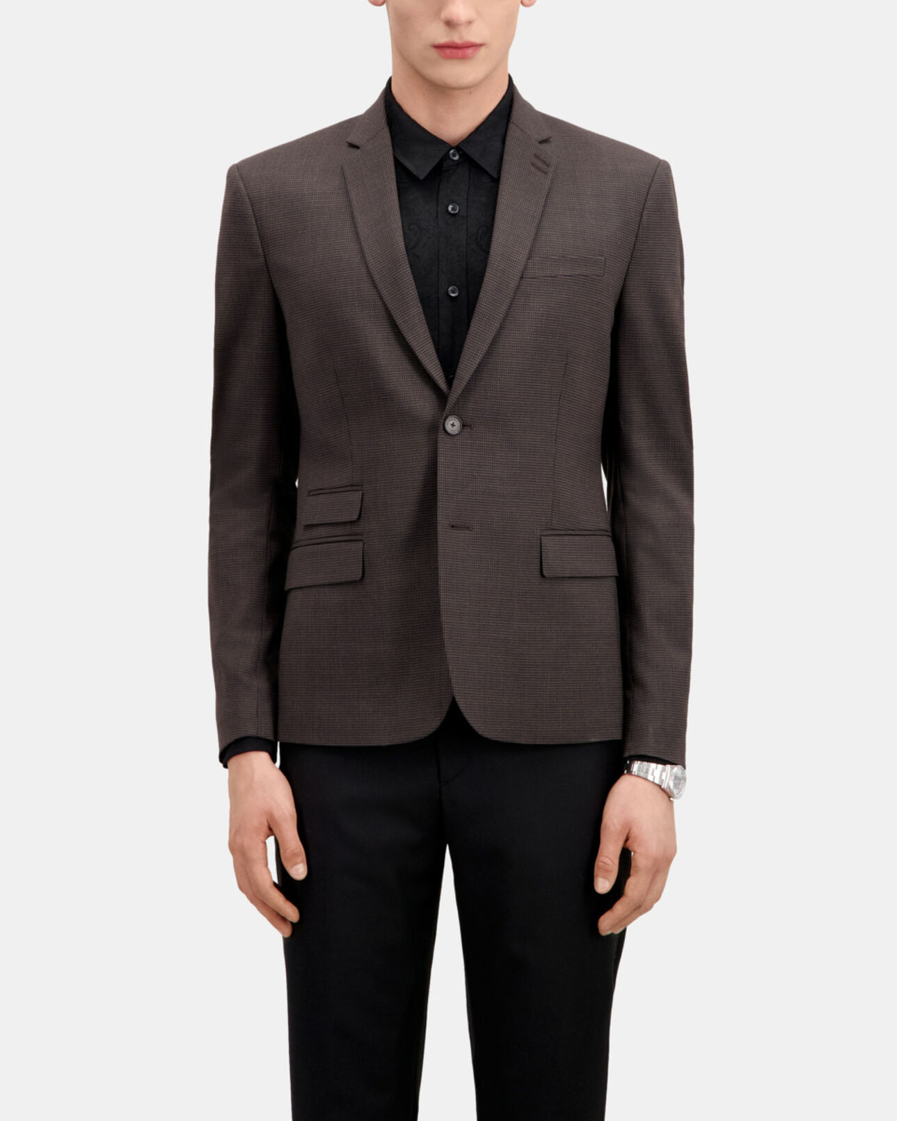 The Kooples MEN BROWN / BLACK brown houndstooth wool suit jacket