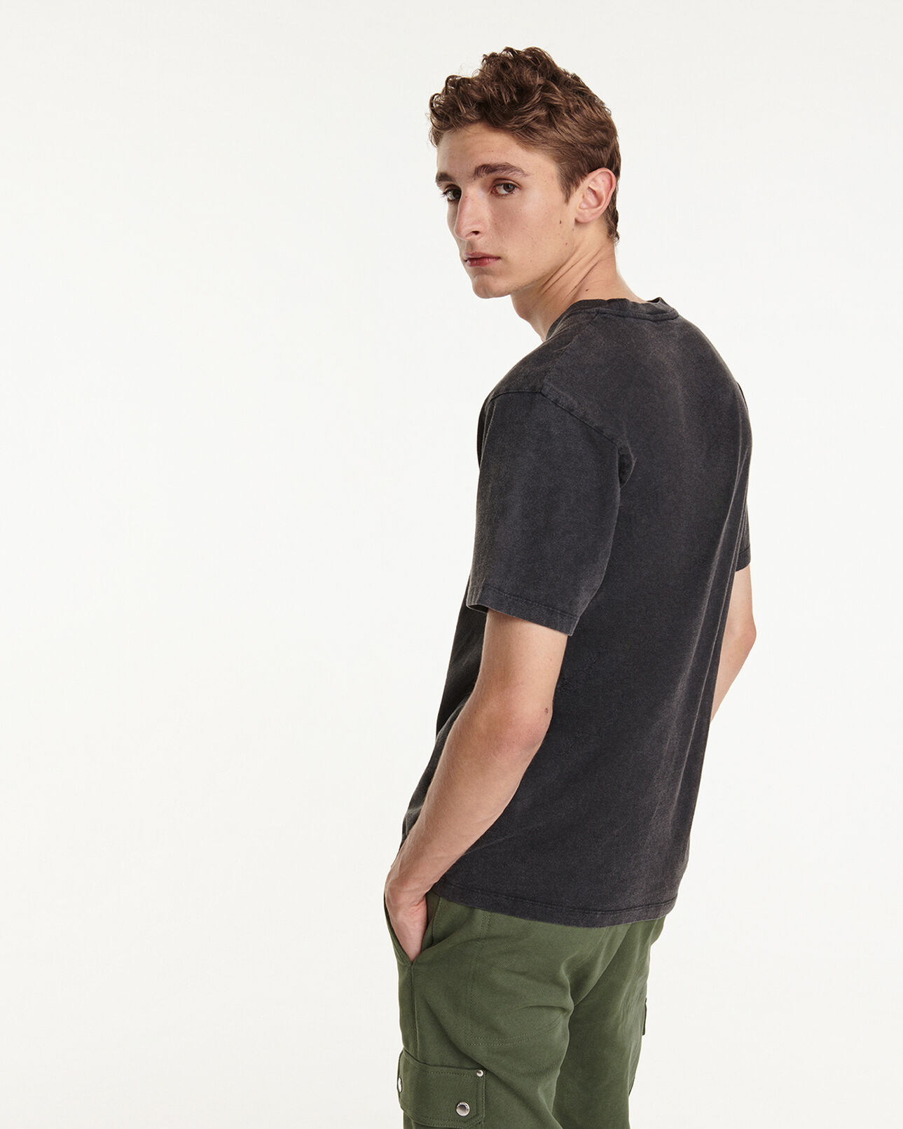 The Kooples HOMBRE BLACK WASHED camiseta negra desgastada algodón logotipo