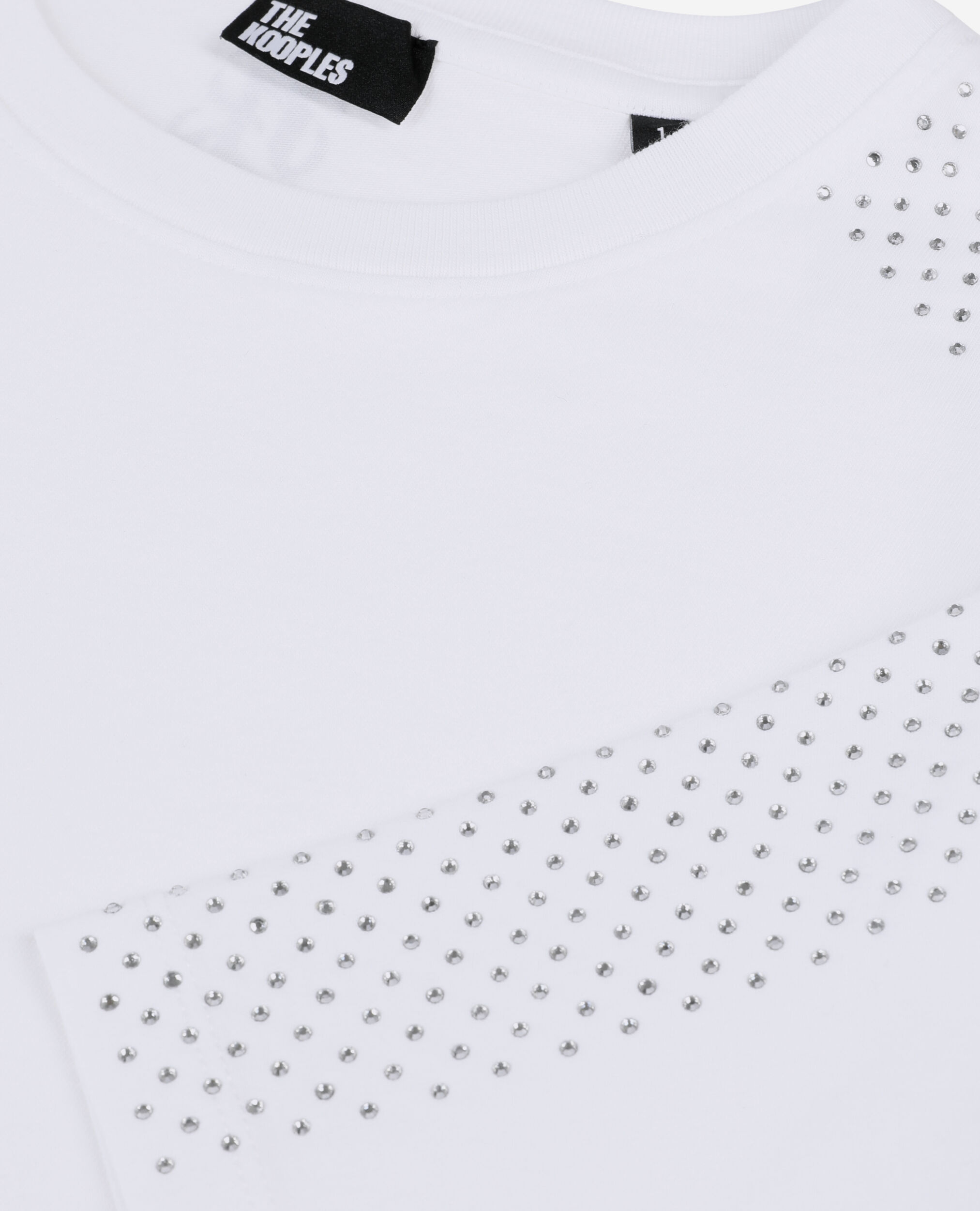Weißes T-Shirt mit Strassbesatz für Damen, WHITE, hi-res image number null