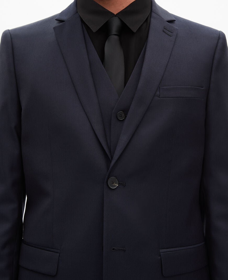 The Kooples MEN DARK NAVY blue straight wool suit jacket