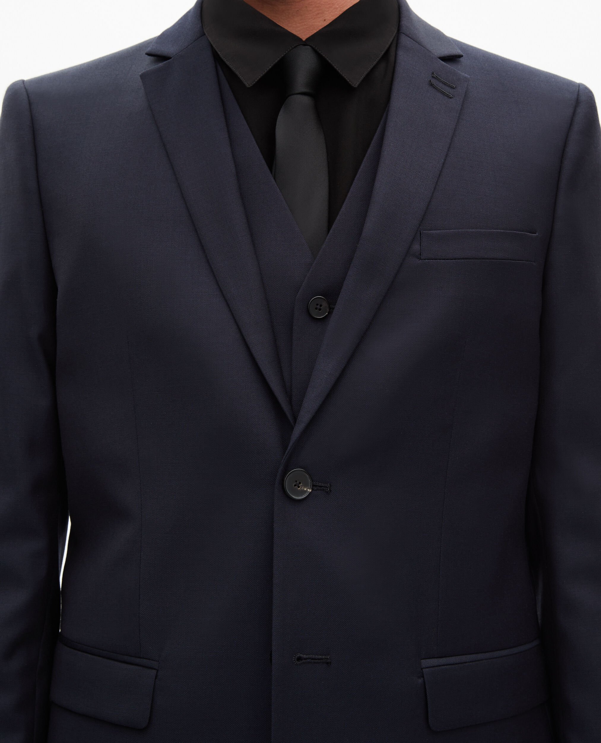 Blue straight wool suit jacket, DARK NAVY, hi-res image number null