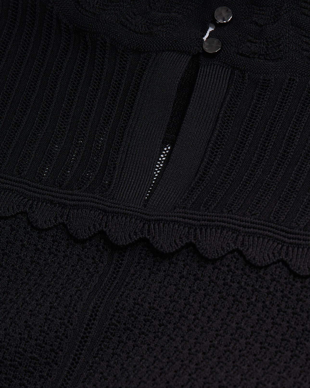 The Kooples WOMEN BLACK cropped black openwork mesh sweater
