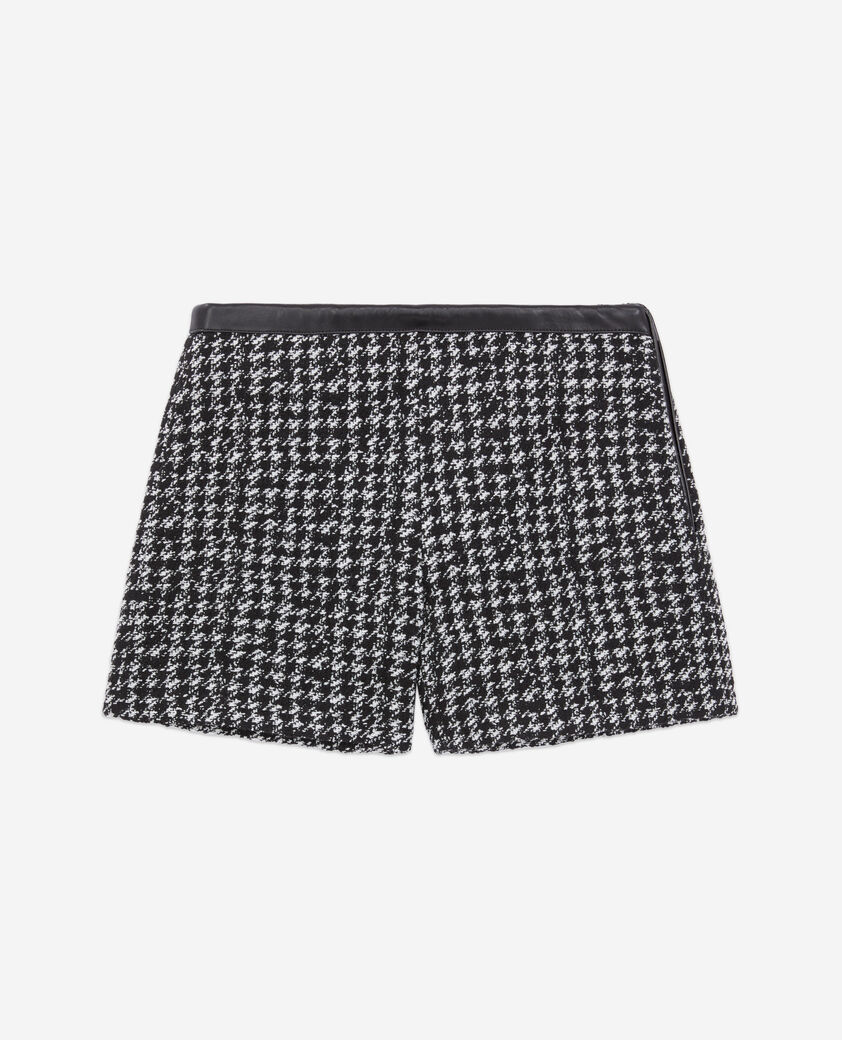 The Kooples FEMME BLACK WHITE short noir en tweed