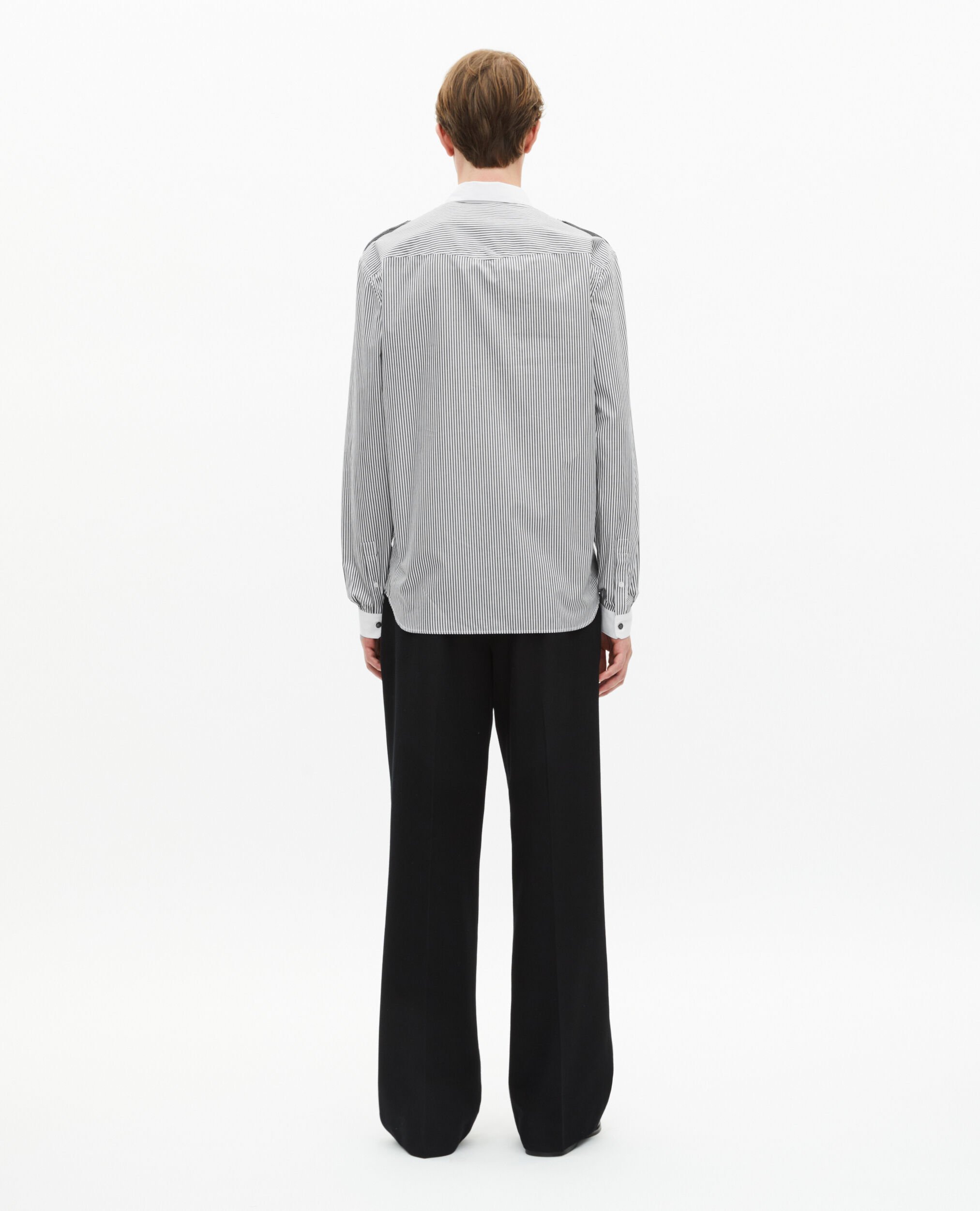 Chemise à fines rayures blanche et noire, BLACK WHITE, hi-res image number null