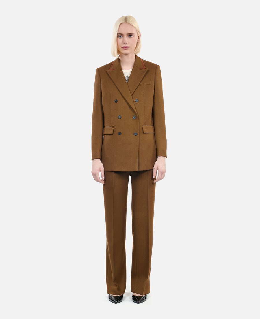 The Kooples DAMEN KAKI braunfarbene anzugjacke aus wolle
