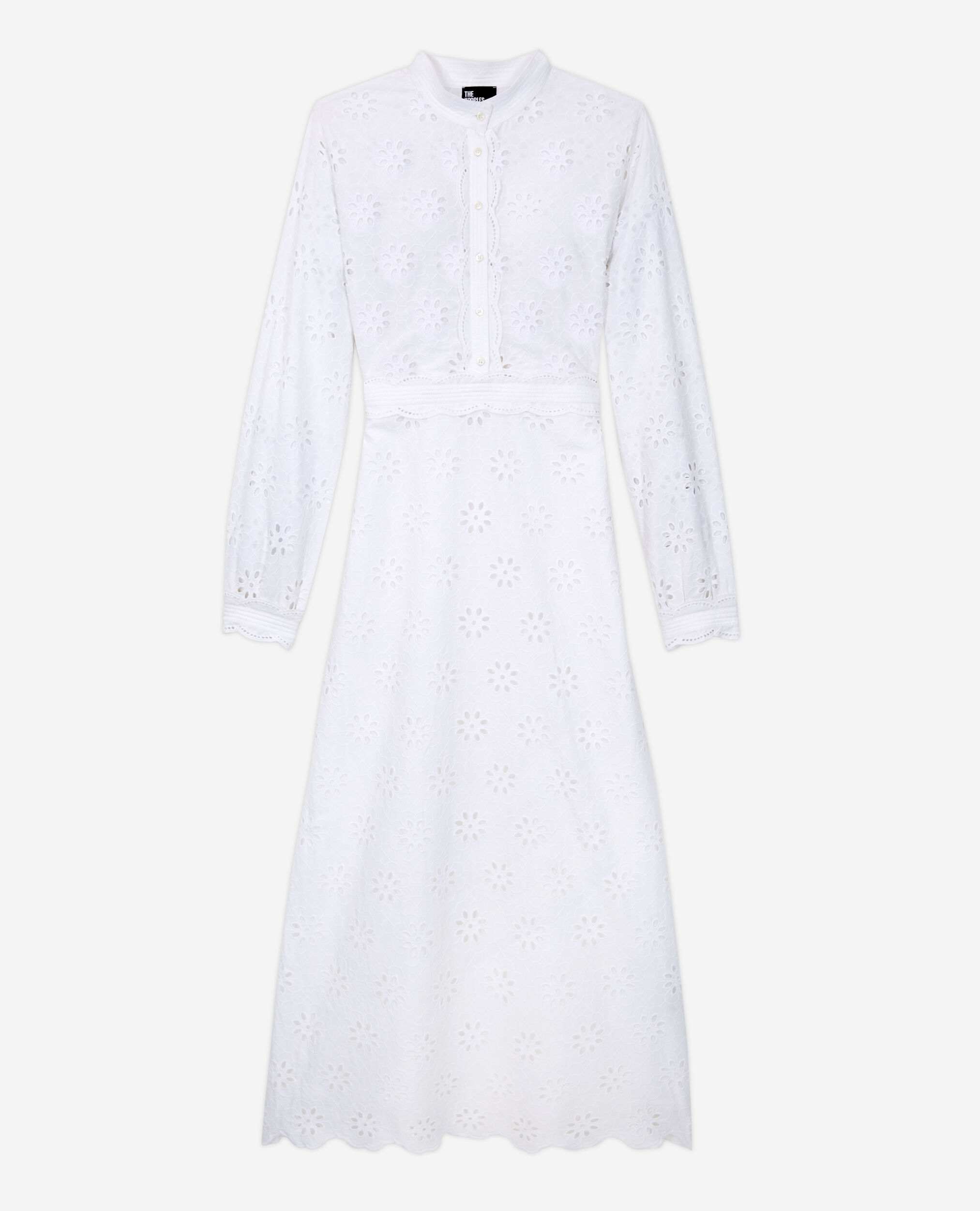 Robe longue blanche en broderie Anglaise, WHITE, hi-res image number null
