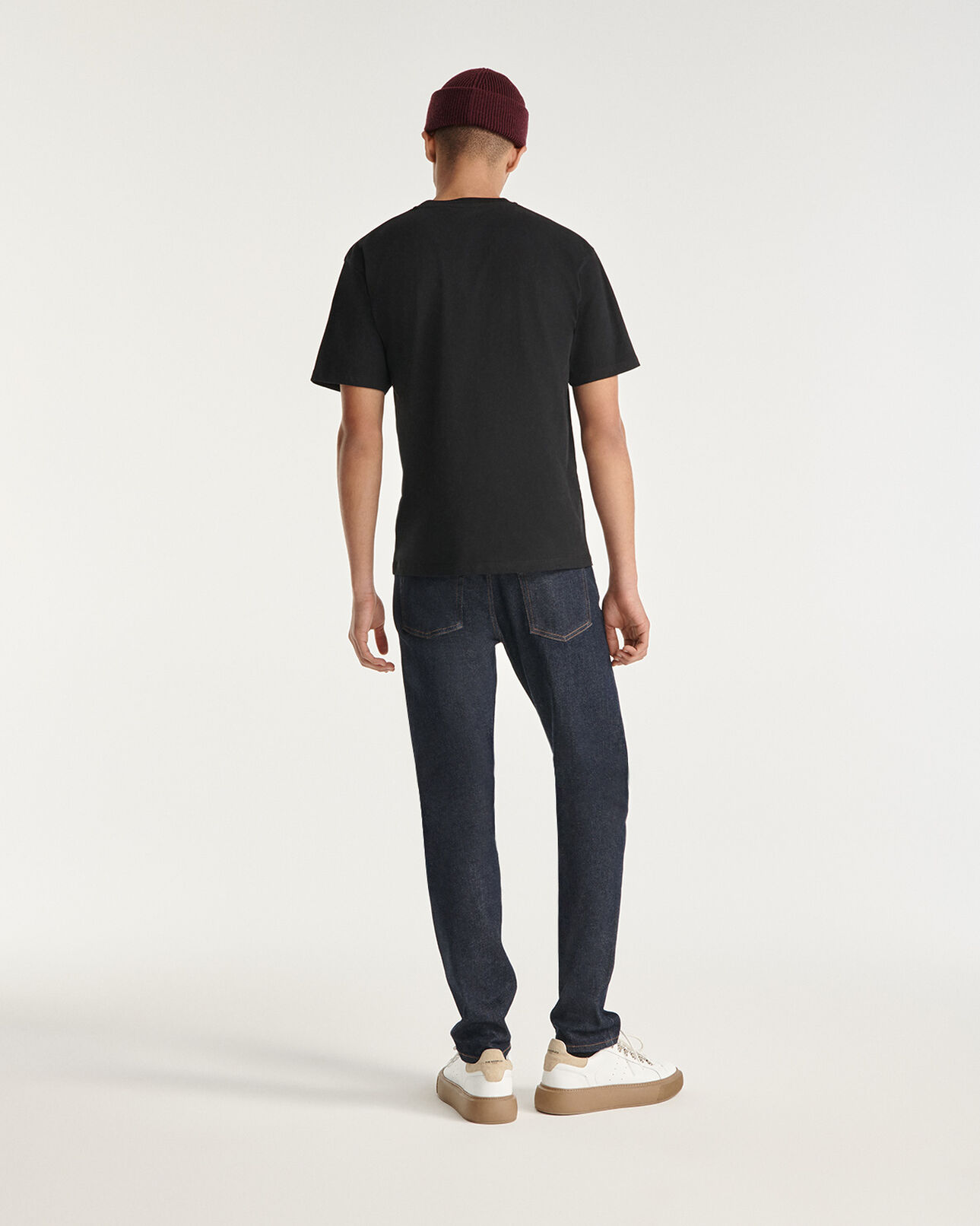 The Kooples HOMME BLACK t-shirt noir coton à broderie cœur