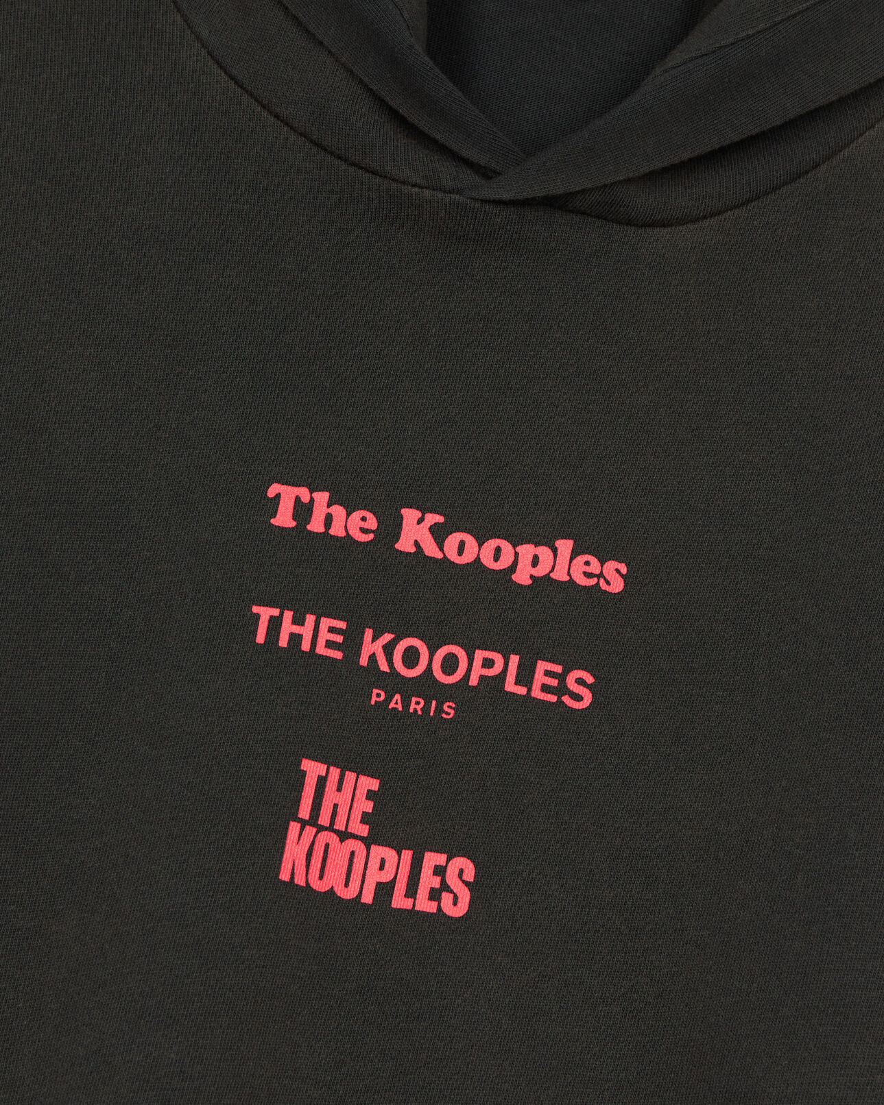 The Kooples MEN BLACK WASHED long-sleeved black hooded locations serigraphy t-shirt