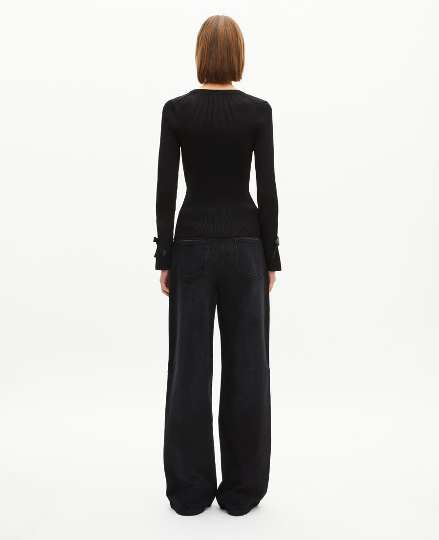 The Kooples WOMEN BLACK sweater with black ribbons