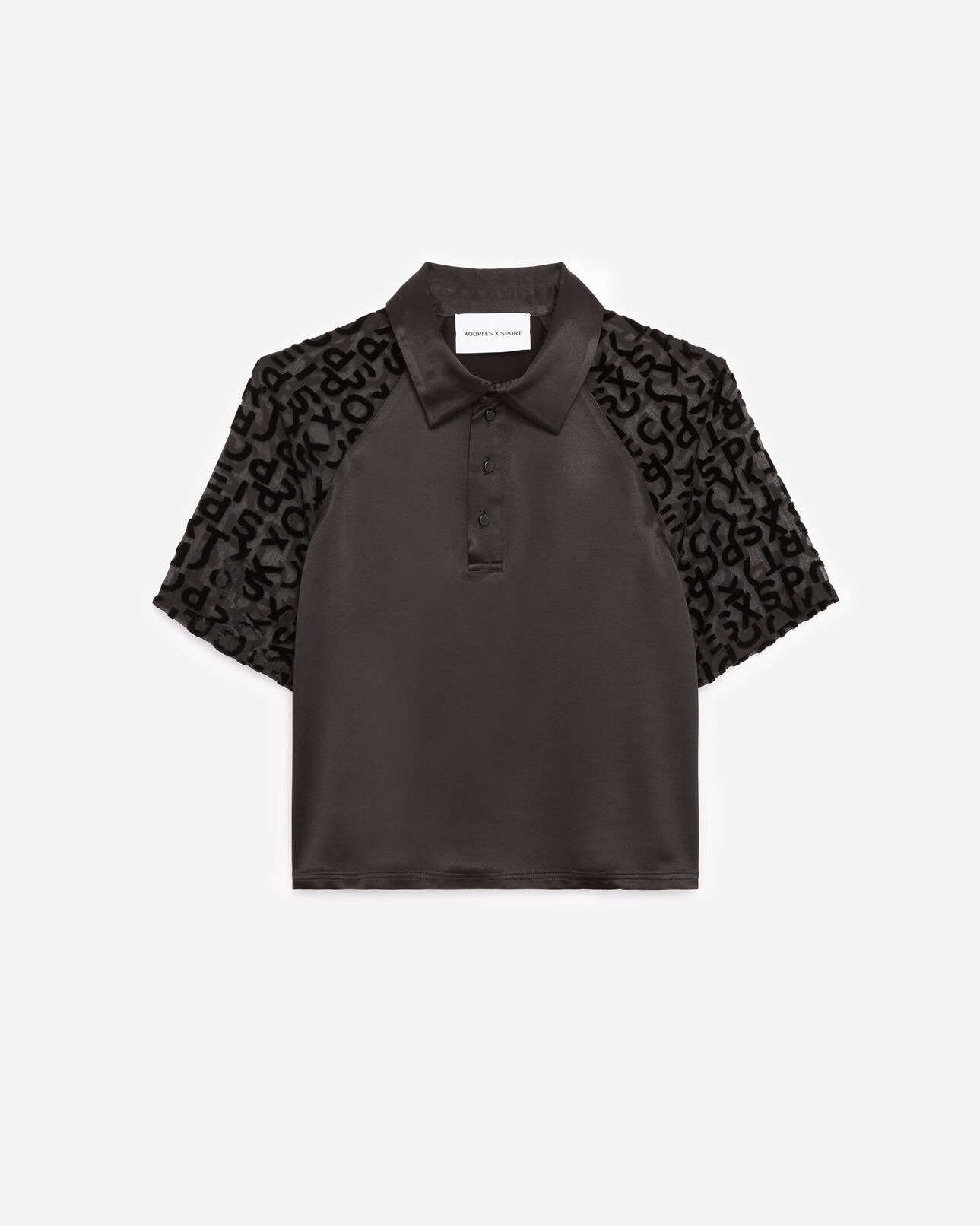 The Kooples WOMEN BLACK short-sleeved black polo with burnout logo