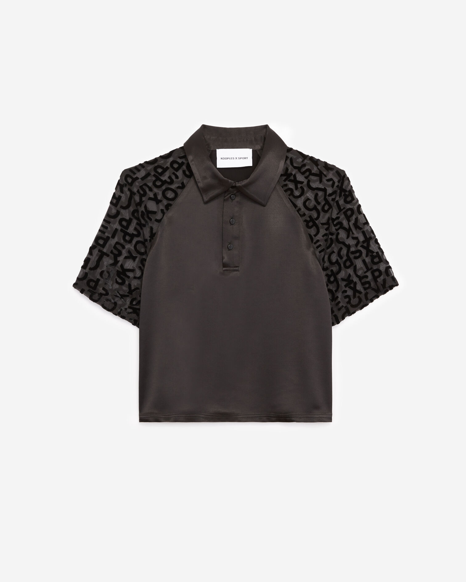 Short-sleeved black polo with burnout logo, BLACK, hi-res image number null
