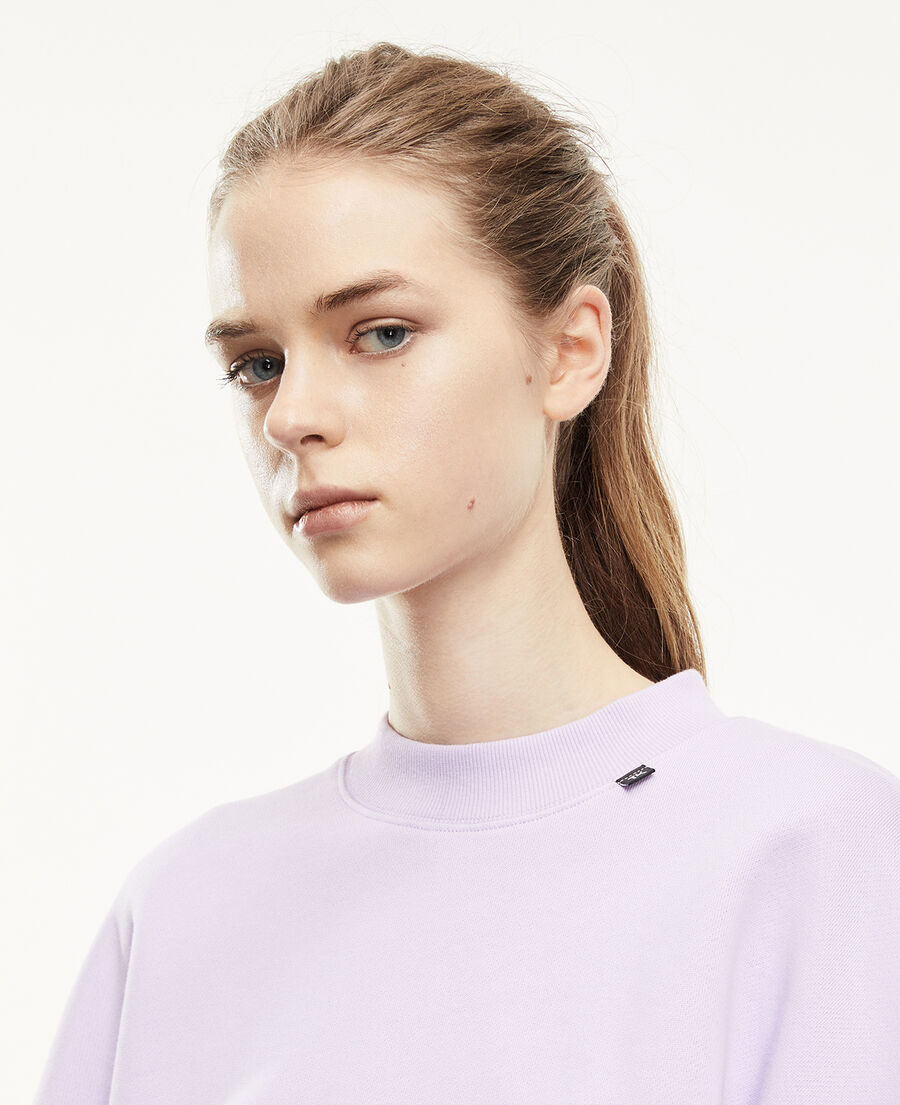purple sweatshirt with embossed logo