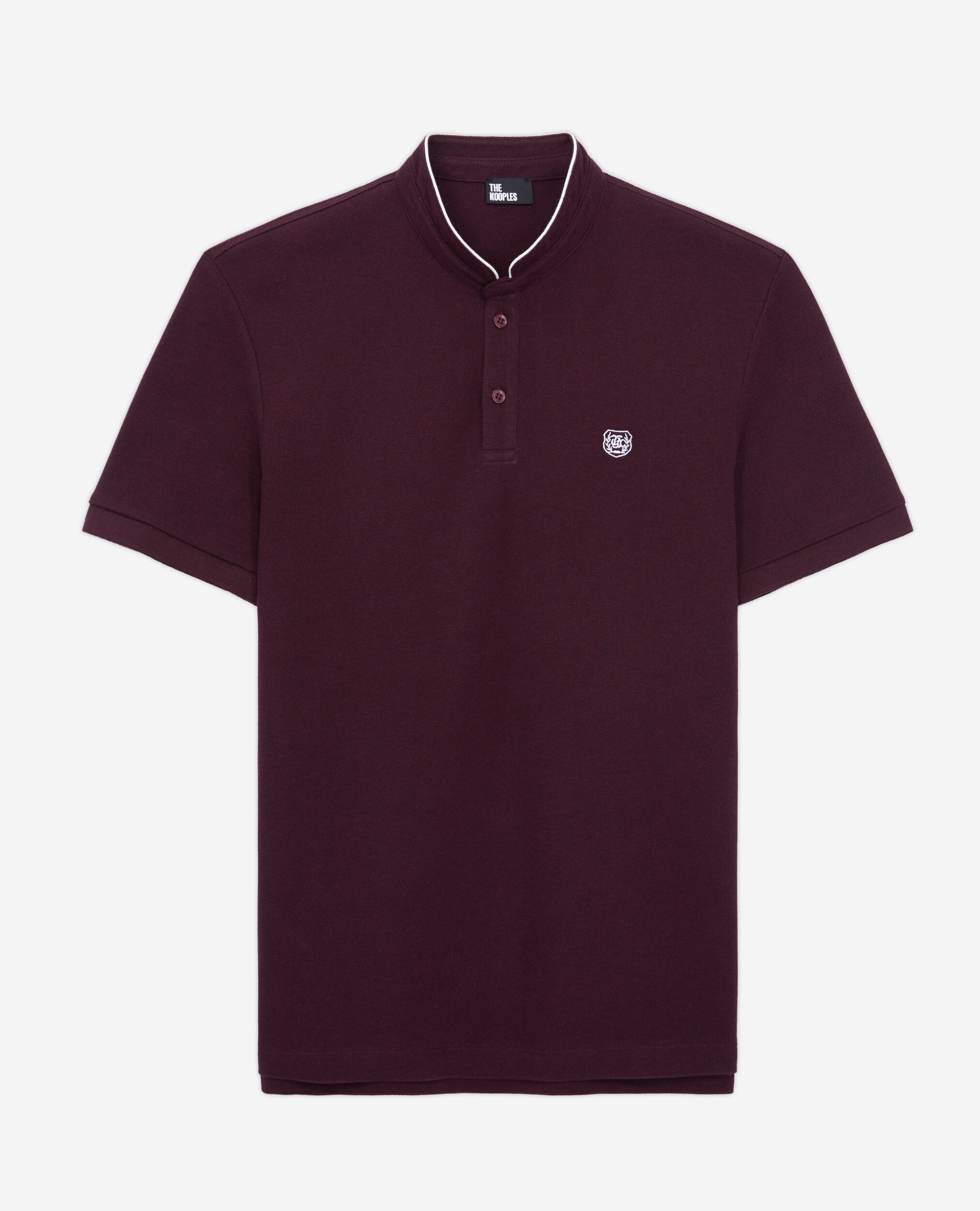 Red officer collar polo shirt, BORDEAUX, hi-res image number null
