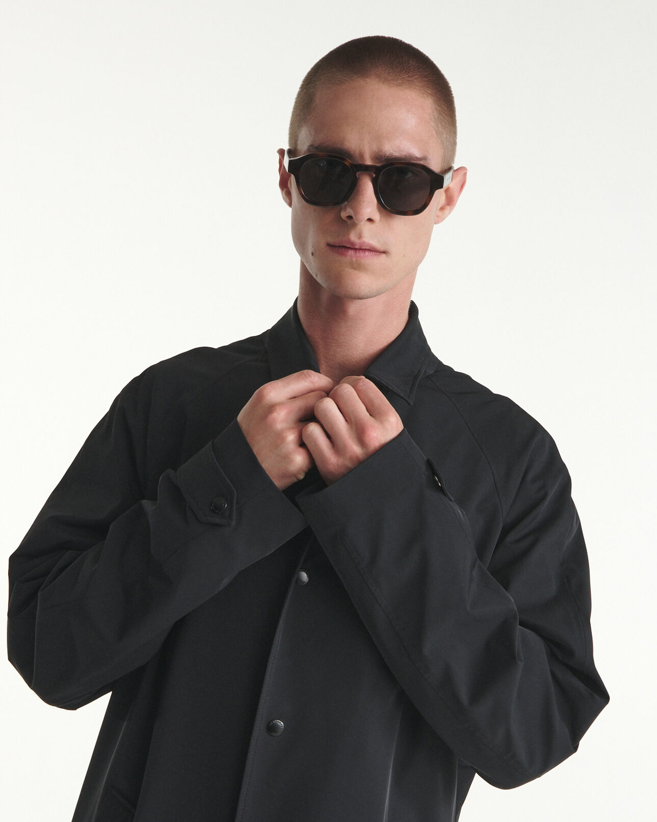 The Kooples HOMME BLACK trench fluide noir à boutons-pression