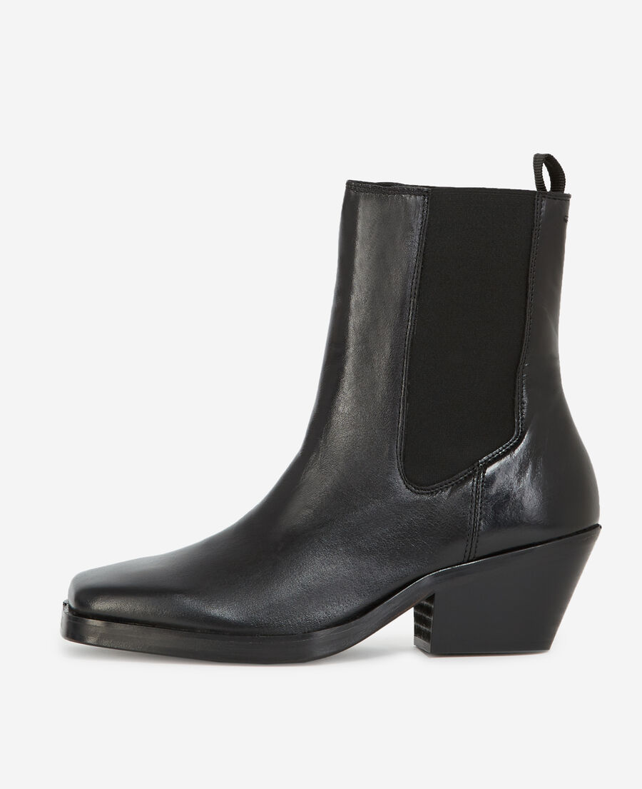 bottines noires en cuir