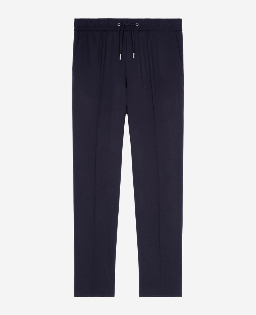 The Kooples HOMME NAVY pantalon &eacute;lastiqu&eacute; droit en laine marine