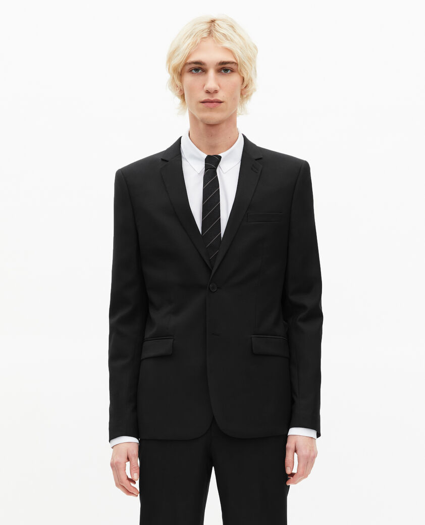 The Kooples HOMME BLACK veste de costume à pochette en laine noire 