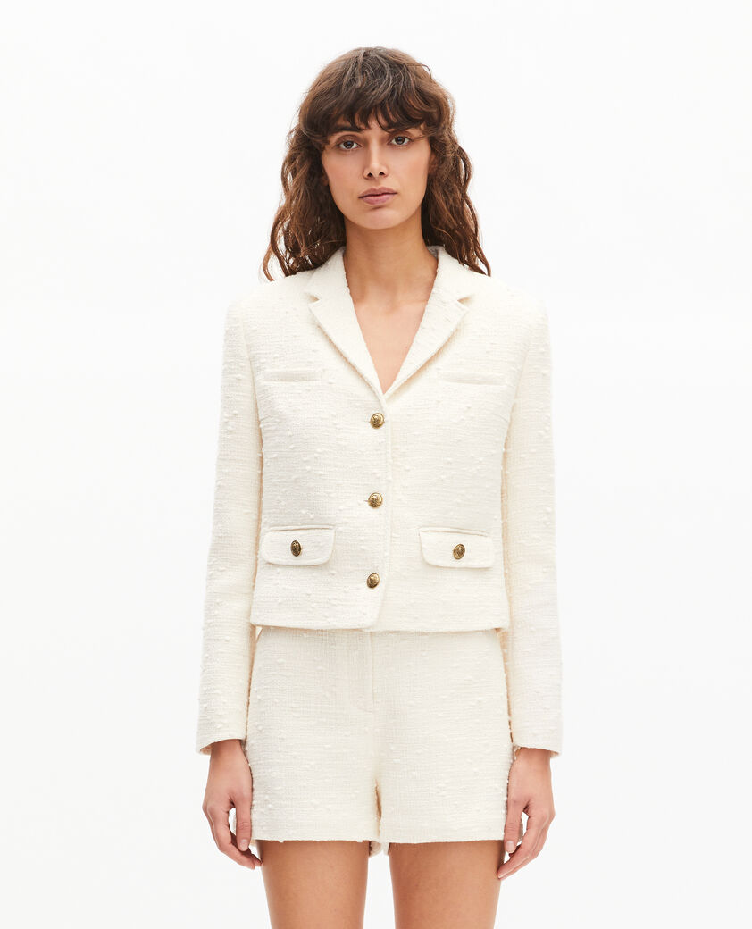 The Kooples FEMME ECRU veste tailleur en tweed &eacute;crue
