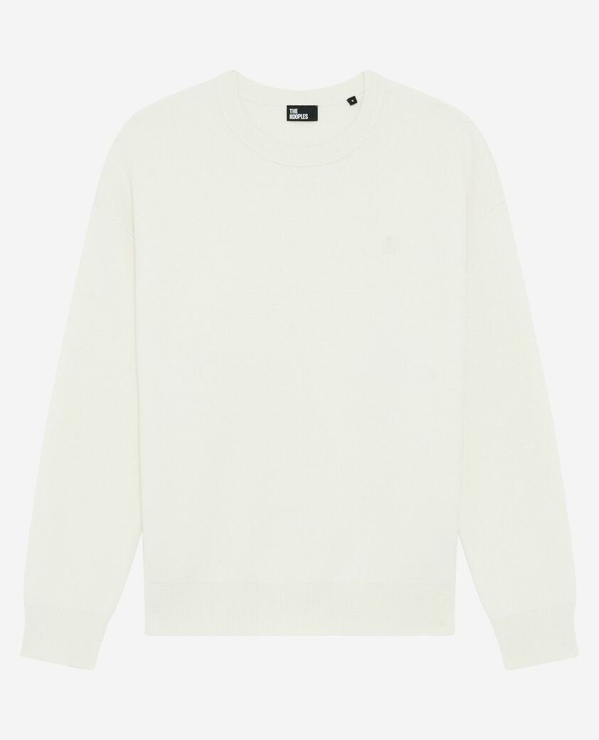 The Kooples HOMME ECRU pull col rond en laine double face &eacute;cru